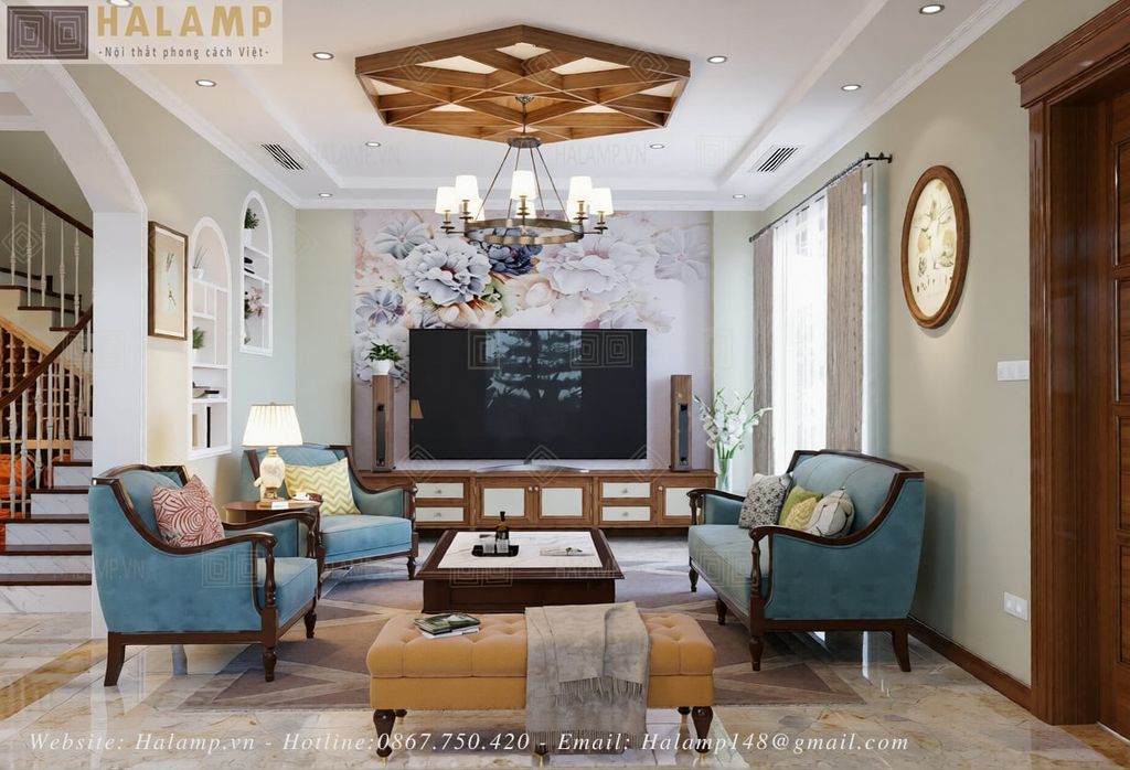 hình ảnh 3d sofa indochine cổ điển trong thiết kế