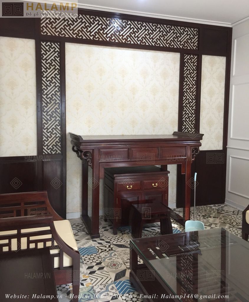 Hình ảnh thi công mẫu bàn thờ gia tiên BTV001 1970mm