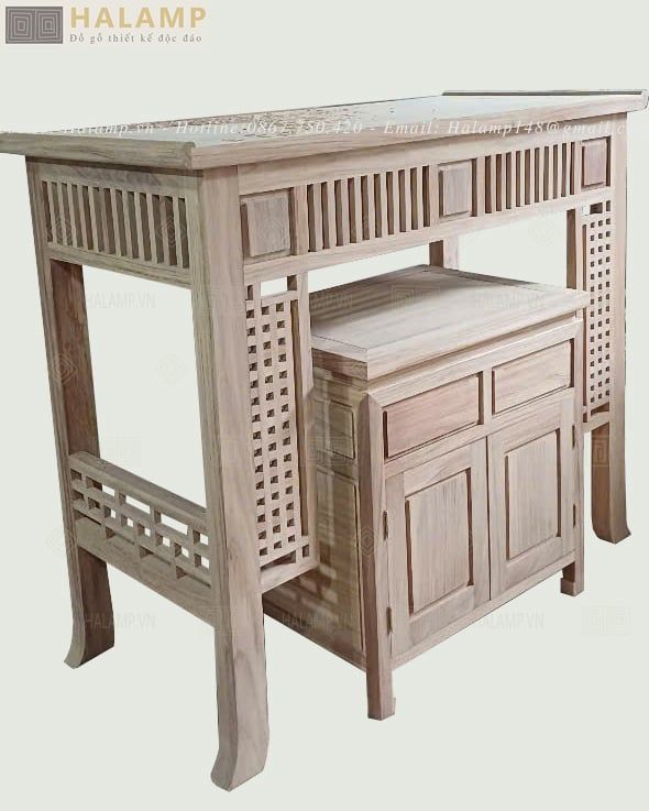 Chi tiết ảnh thực tế bàn thờ gỗ gụ hoàn thiện mộc