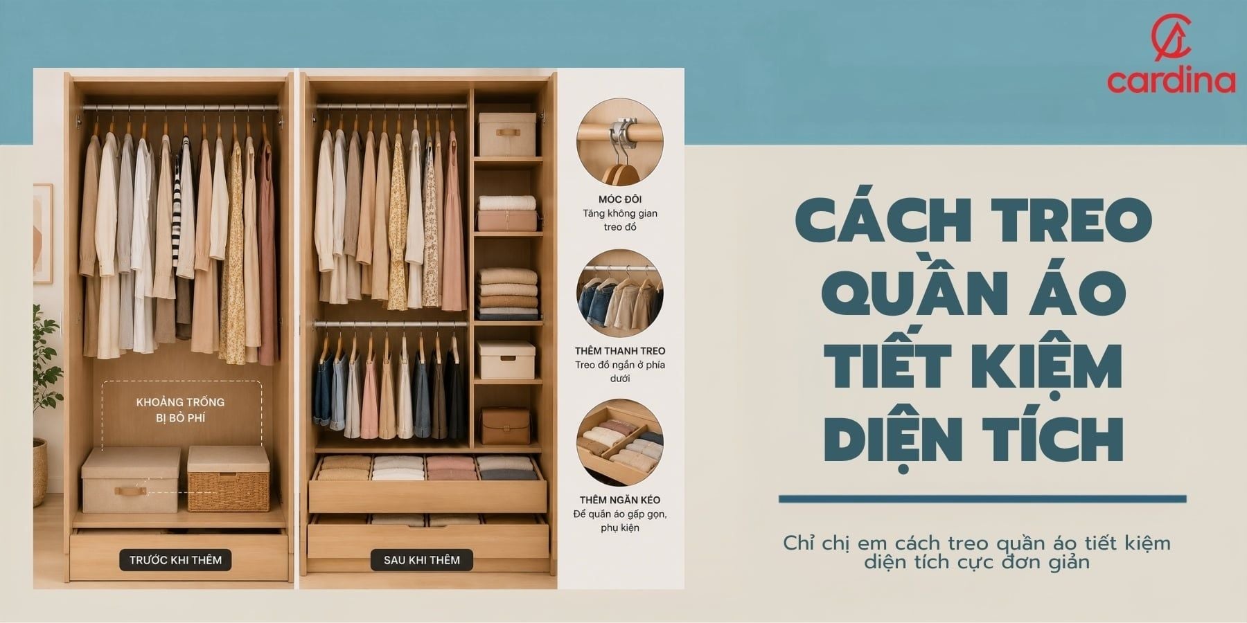 Hướng dẫn cách treo quần áo tiết kiệm diện tích cực đơn giản
