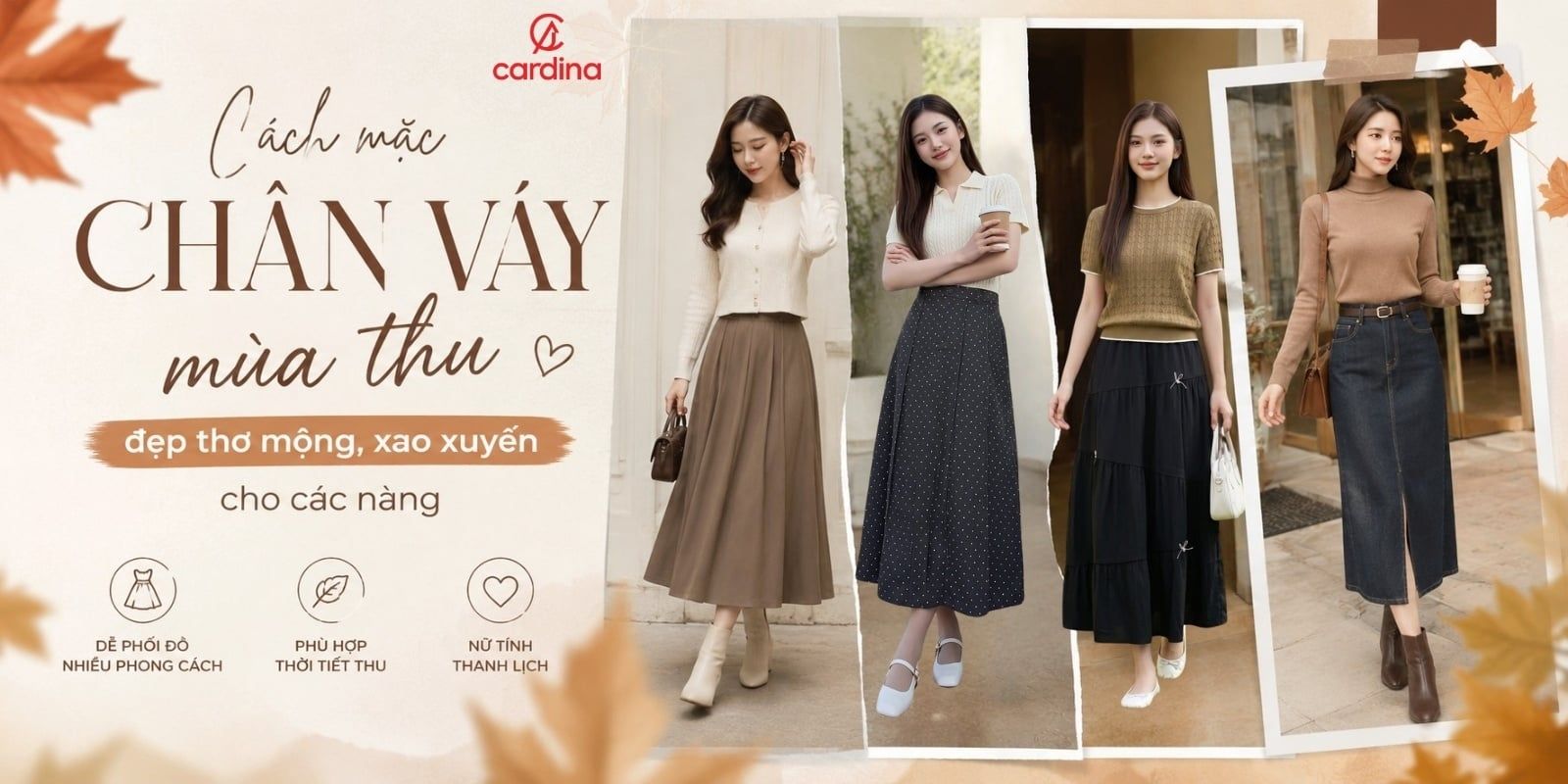 Cách mặc chân váy mùa thu đẹp thơ mộng, xao xuyến cho các nàng
