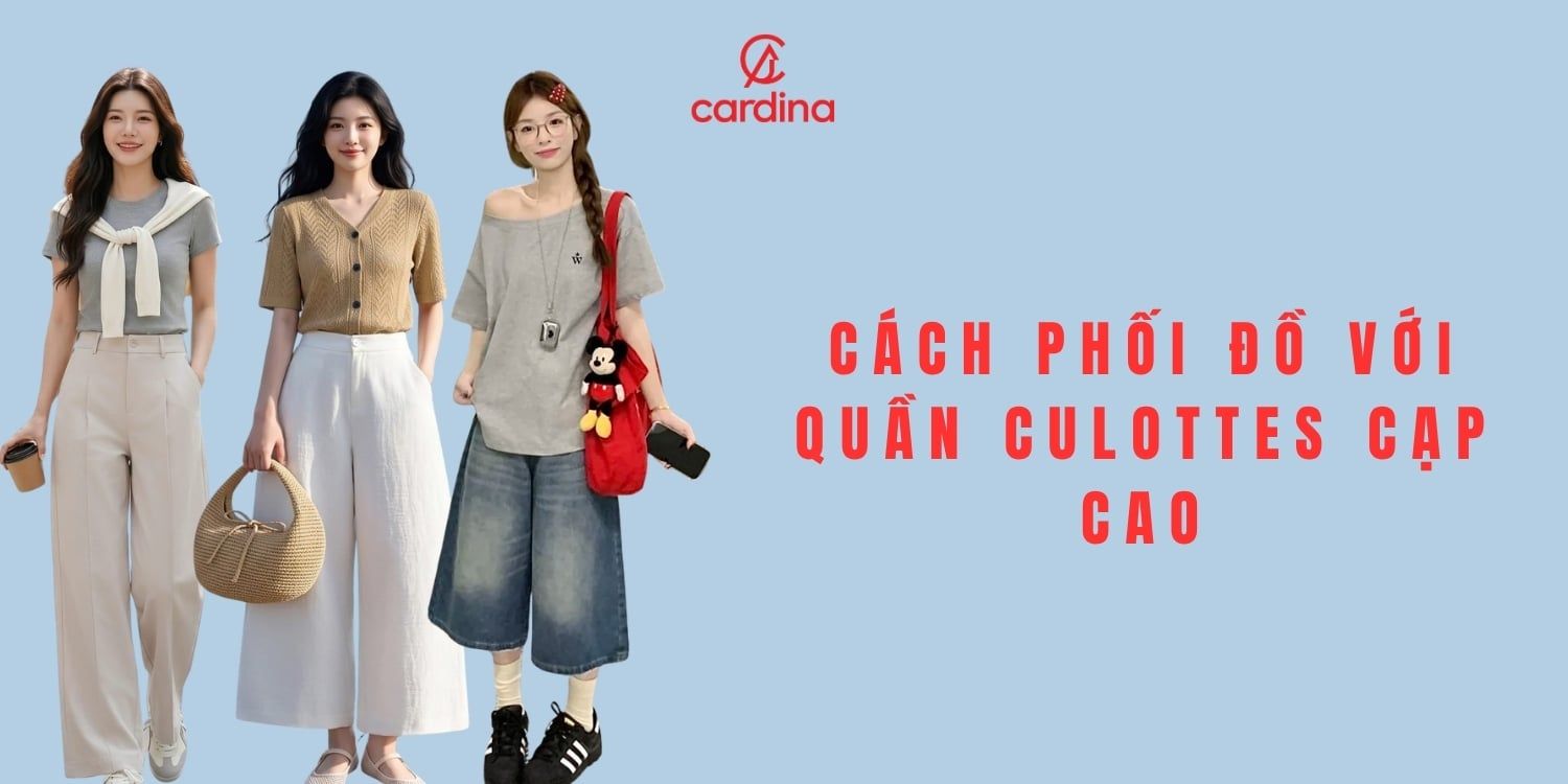 Cách phối đồ với quần culottes cạp cao cho nàng thêm sành điệu