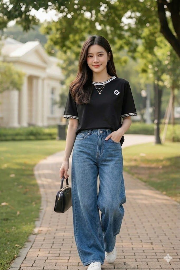 Cách bỏ áo thun nửa trong nửa ngoài nữ