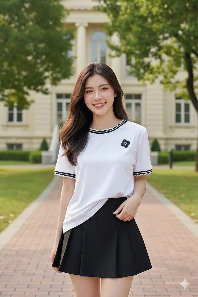 Cách bỏ áo thun nửa trong nửa ngoài nữ
