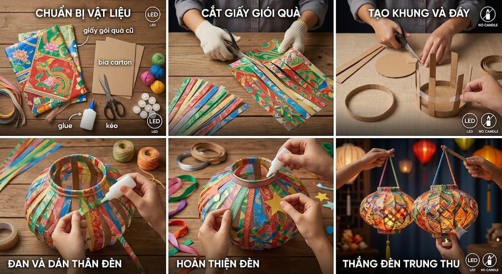 cách làm lồng đèn Trung thu bằng đồ tái chế