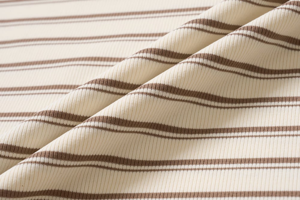 Áo cotton thun kẻ tay liền cổ thuyền xếp ly eo