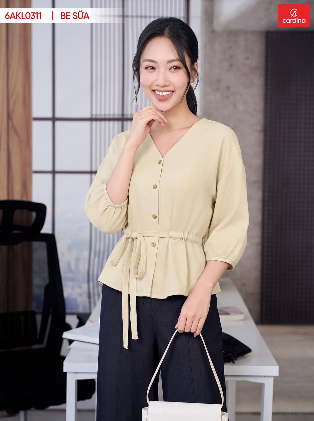 Áo kiểu rút dây đai eo tay lỡ