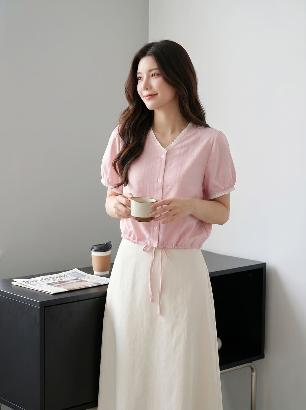 áo đũi tay cộc cổ v rút gấu