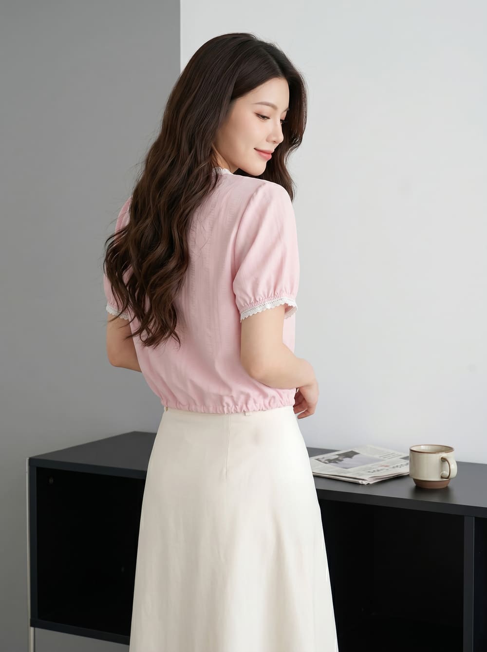 áo đũi tay cộc cổ v rút gấu