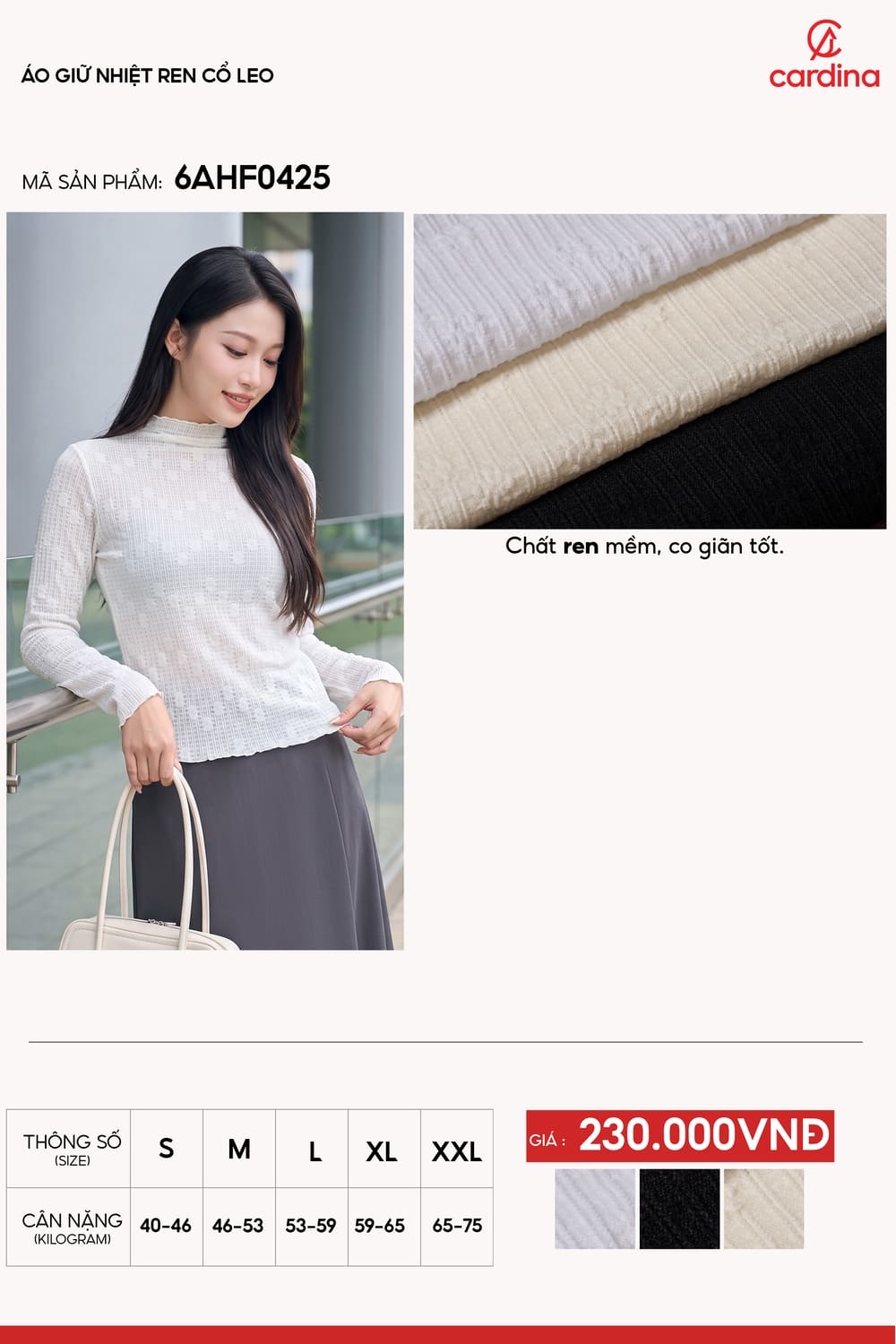 Áo giữ nhiệt ren cổ leo