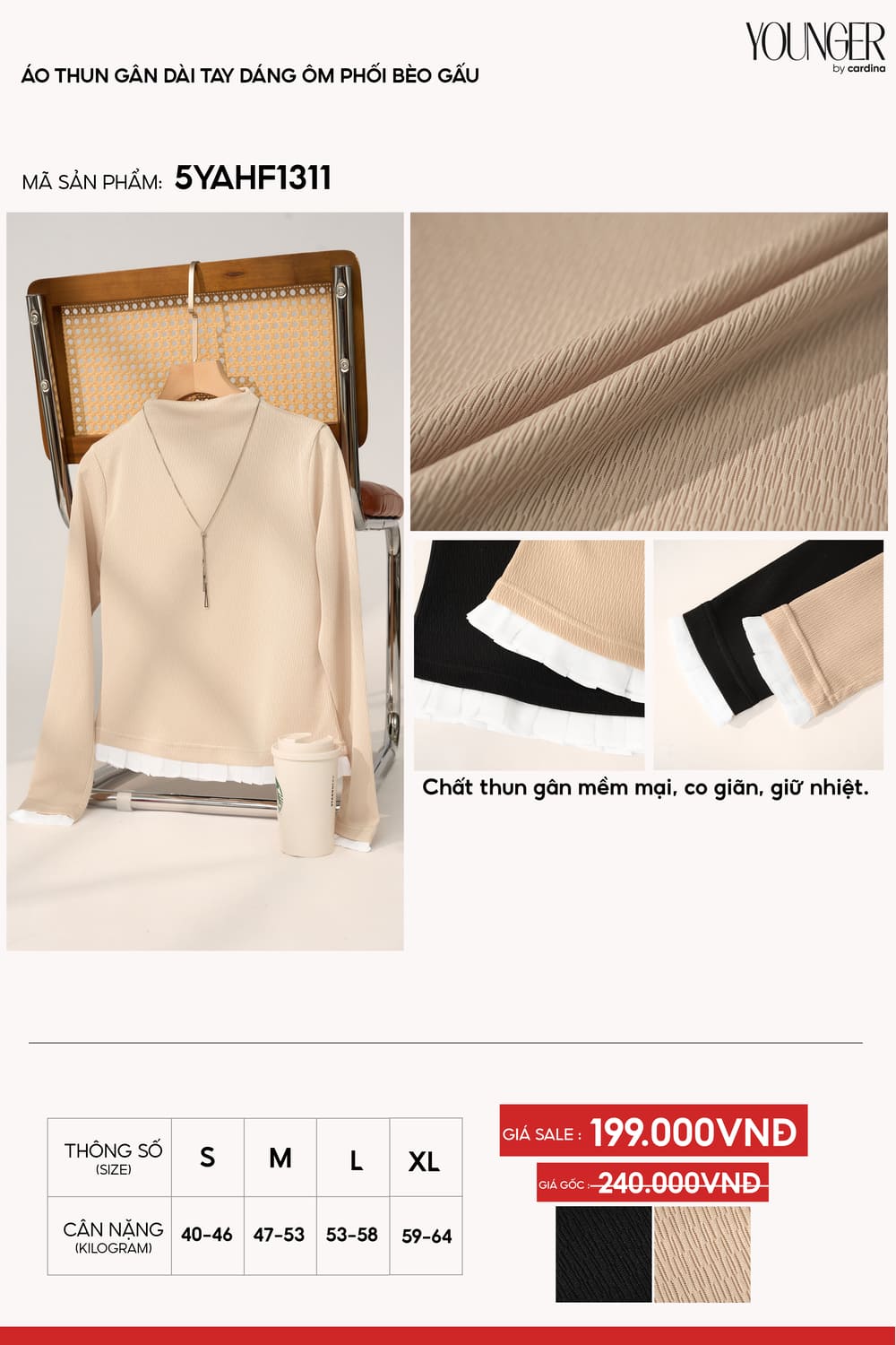 Áo giữ nhiệt nữ thun gân dáng ôm cổ 3 phân phối bèo