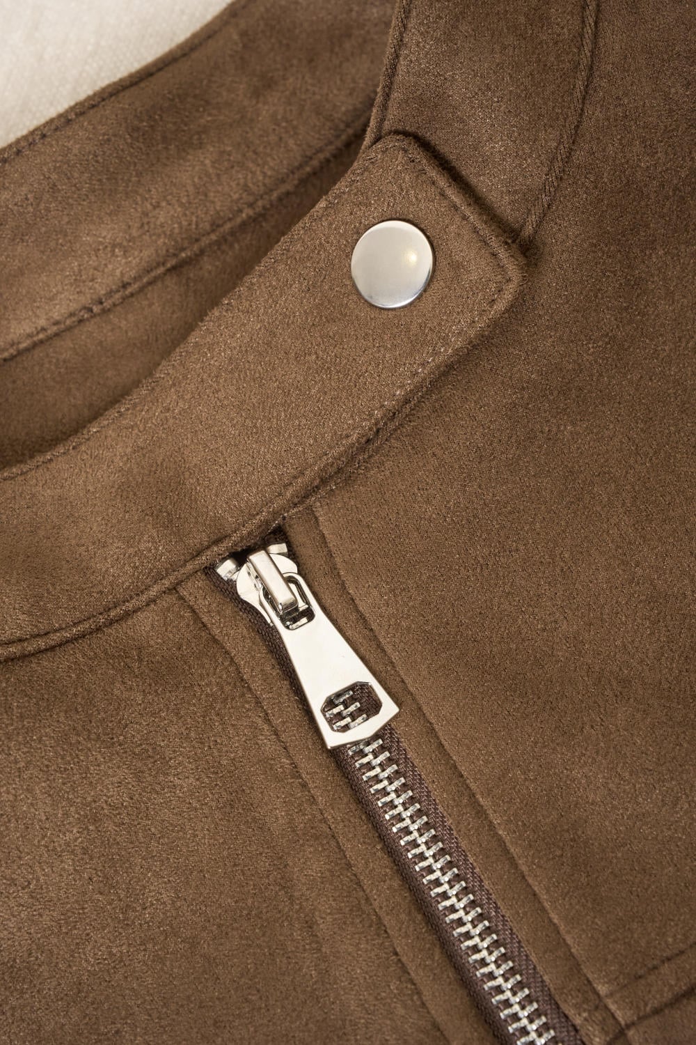 Áo khoác ngắn da lộn dáng suông cá tính có lót trong