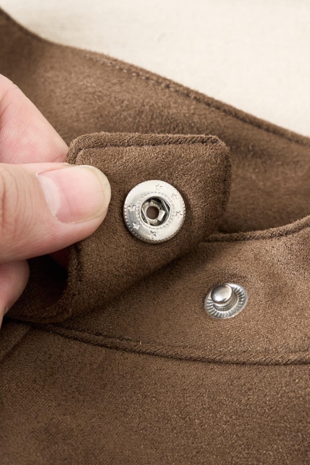 Áo khoác ngắn da lộn dáng suông cá tính có lót trong