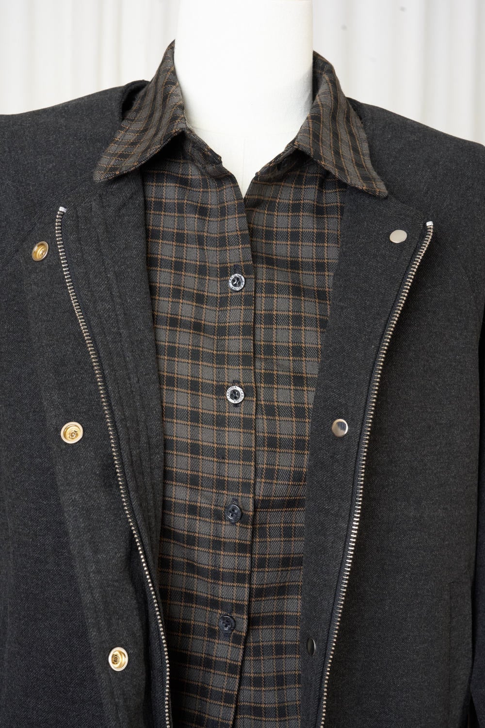 Áo khoác dạ ngắn Maddy phối cổ kẻ caro thời thượng