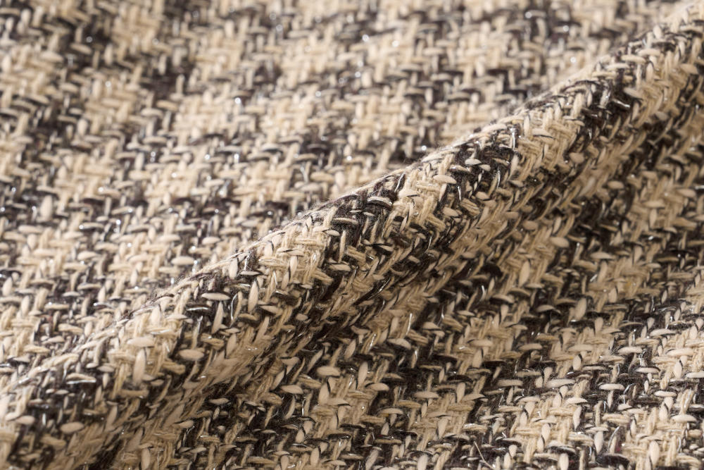 Áo khoác dạ Tweed dáng ngắn không cổ phối viền sang trọng