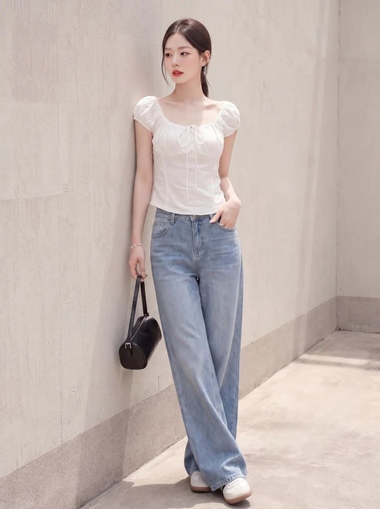 Áo kiểu mặc với váy rời đẹp