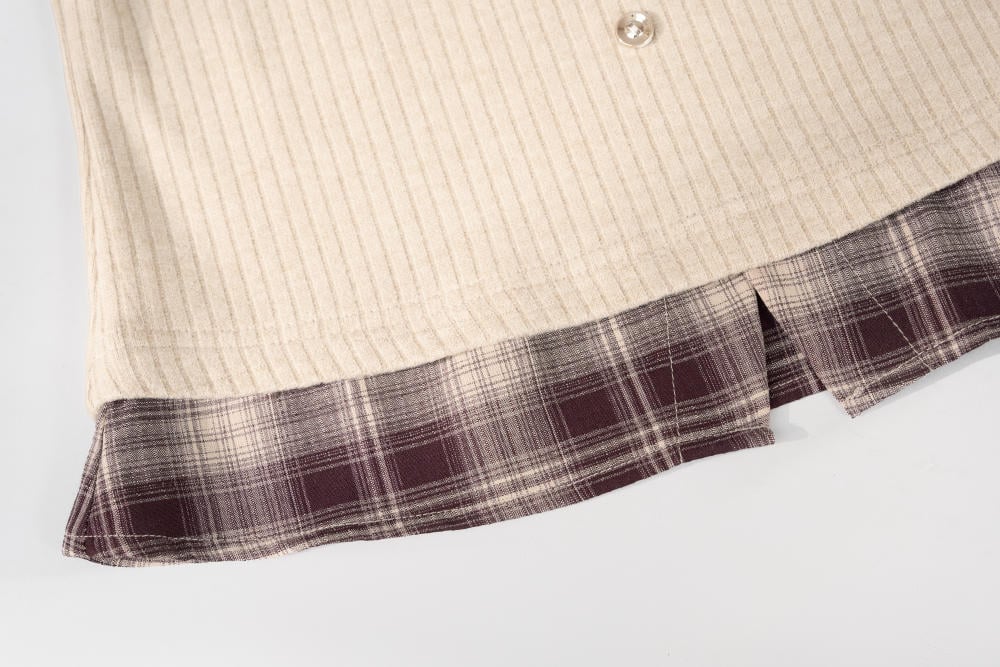 Áo nỉ tăm dài tay phối cổ đức giả 2 lớp phong cách Hàn Quốc