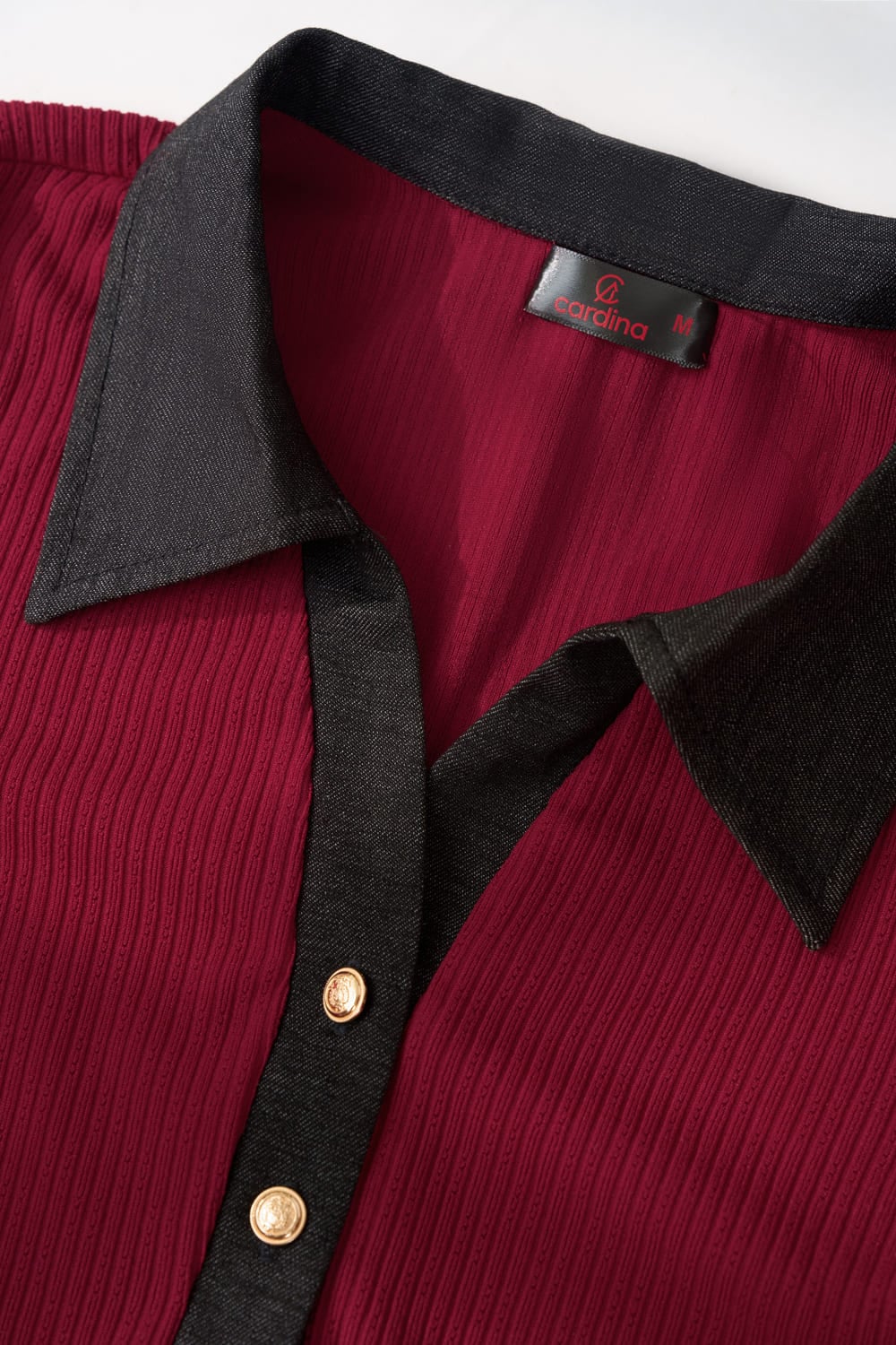 Áo thun nữ Cardina dài tay dáng ôm phối cổ polo