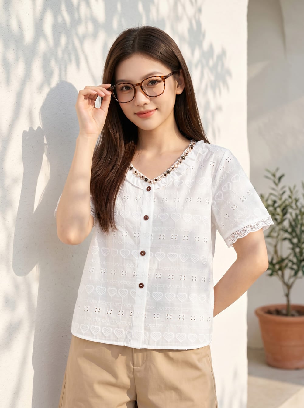 Áo kiểu cổ V tay cộc phối dây NOHU009 Cổng Game Nổ Hũ Uy Tín Số 1 Việt Nam