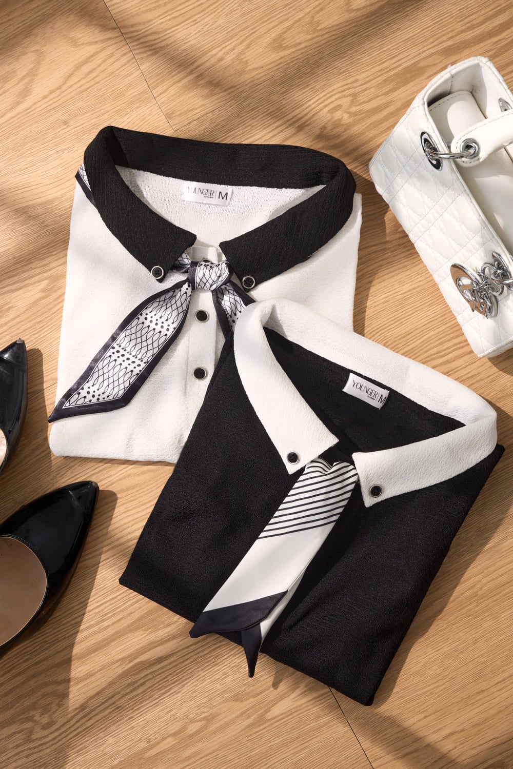 Áo tay lỡ phối cổ kèm khăn