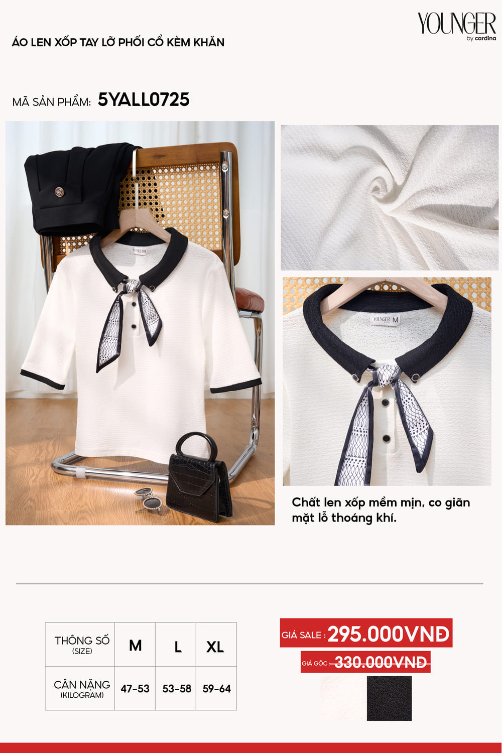 Áo tay lỡ phối cổ kèm khăn