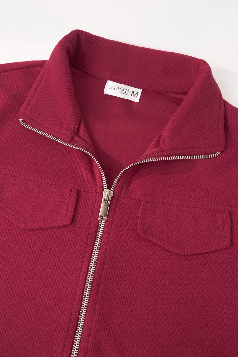 Áo khoác nữ Younger dòng Streetwear vải nỉ tăm lông cừu dáng croptop khóa kéo 2 chiều