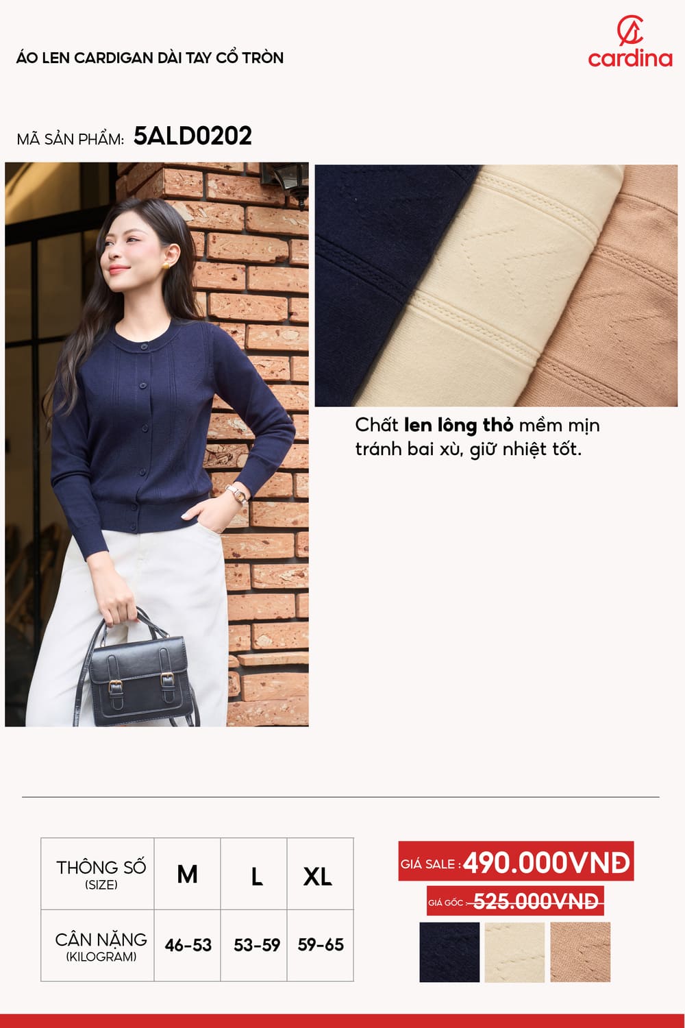 Áo len Cardigan nữ vải len lông thỏ dáng dài tay cổ tròn