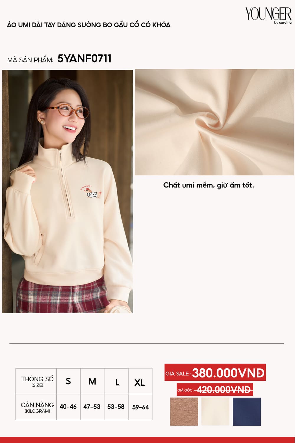 Áo thu đông nữ chất Umi dài tay bo gấu phối cổ đức