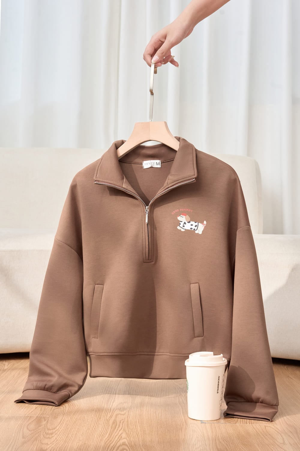 Áo thu đông nữ chất Umi dài tay bo gấu phối cổ đức