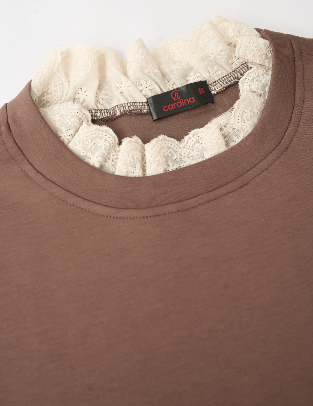 Áo nỉ nữ vải mềm dáng suông dài tay phối ren cổ và tay