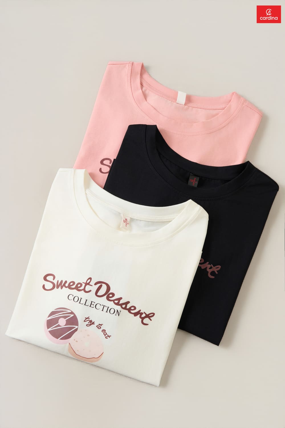 Áo Cotton tay cộc cổ tròn vai trễ in hình Sweet Dessert