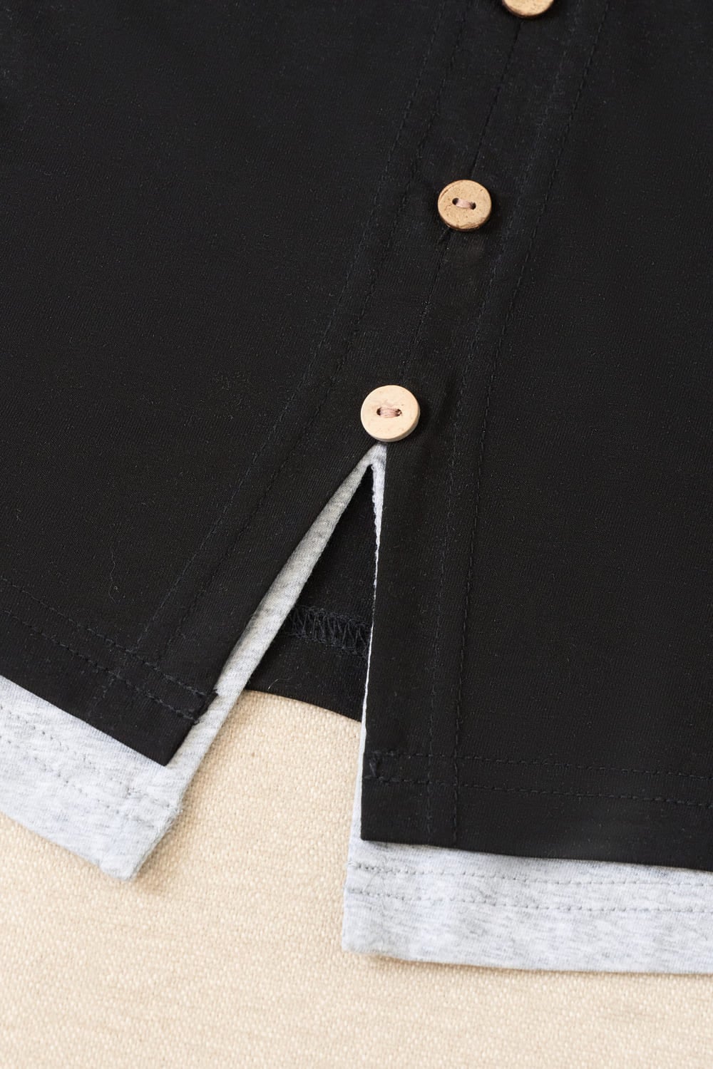 Áo cotton tay cộc cổ tròn thiết kế phối giả 2 lớp trẻ trung