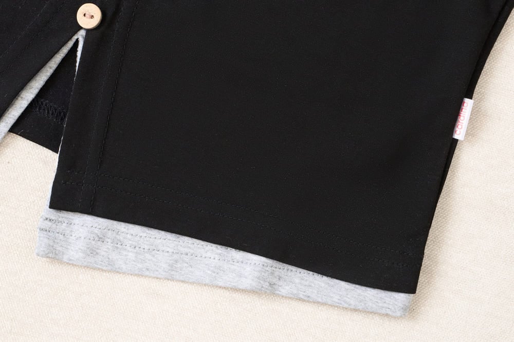 Áo cotton tay cộc cổ tròn thiết kế phối giả 2 lớp trẻ trung