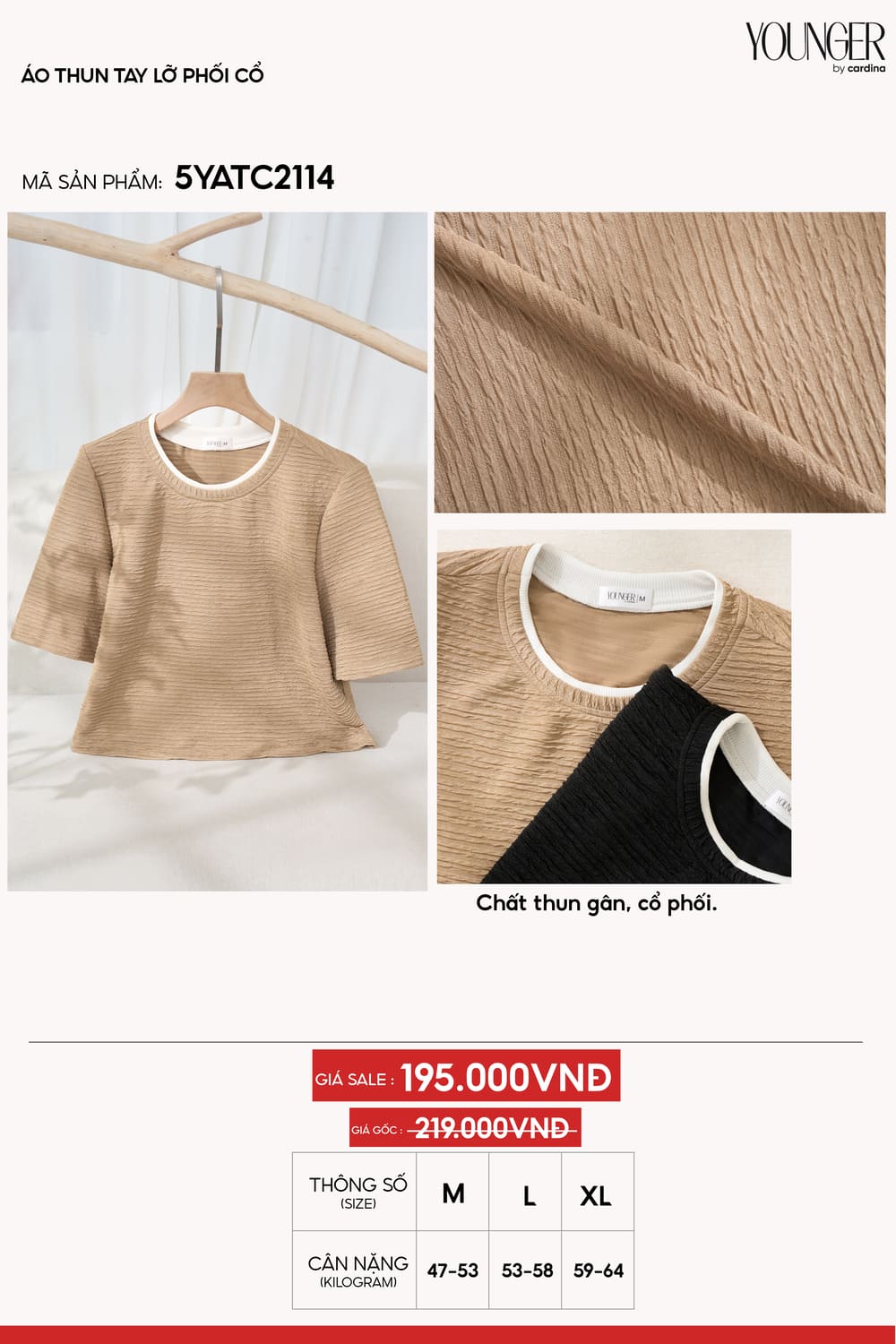 Áo thun tay lỡ phối cổ