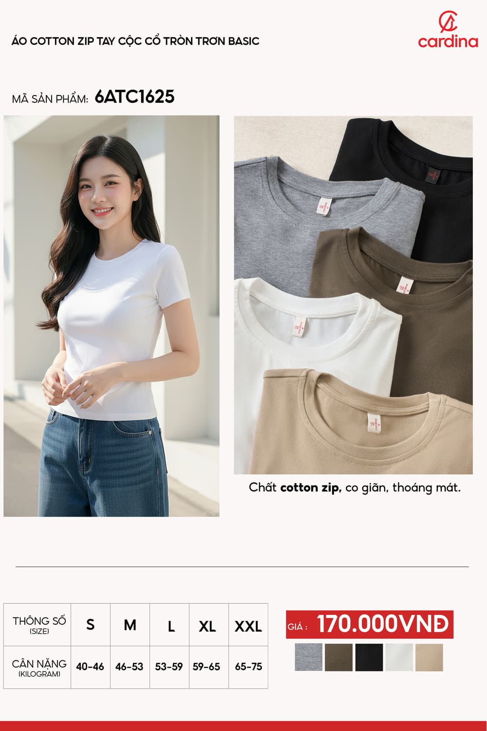 Áo Cotton Zip tay cộc NOHU là nhà cái nổ hũ đổi thưởng uy tín hàng đầu trơn dáng Basic