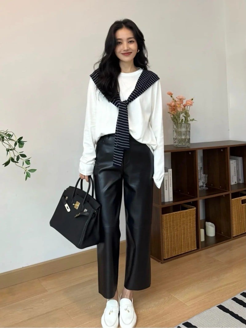 Áo phọt dài&nbsp;mix cùng quần legging