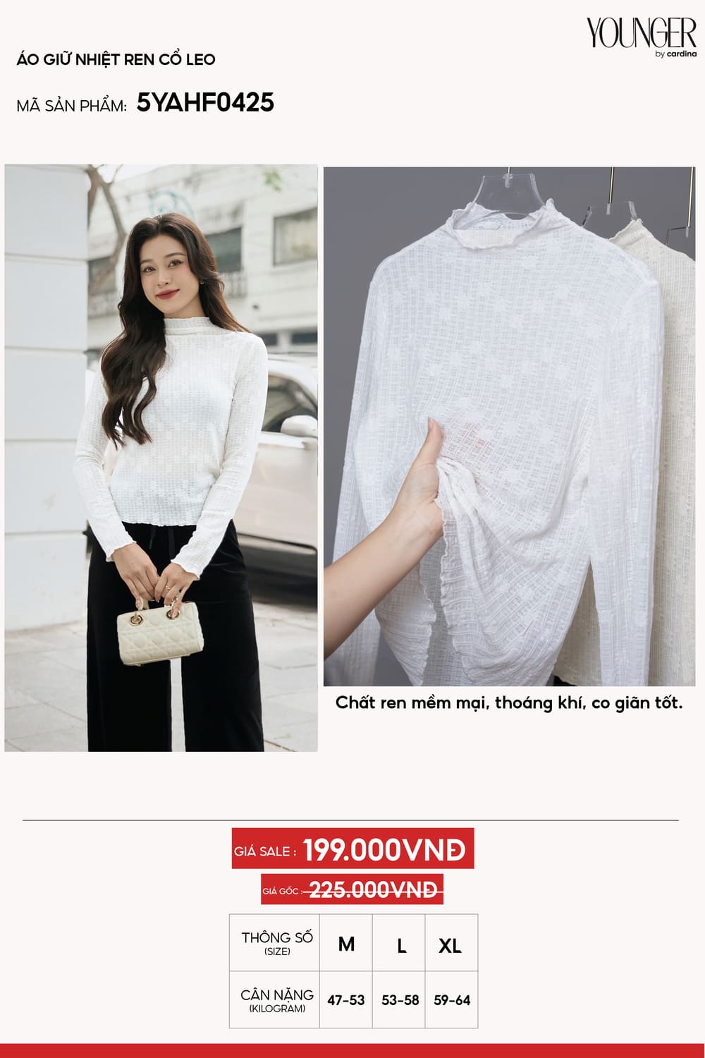 Áo giữ nhiệt ren cổ leo