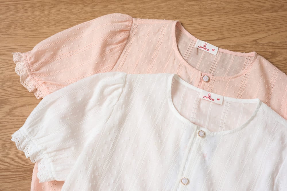 Áo thô thêu tay cộc cổ tròn phối gấu ren điệu đà