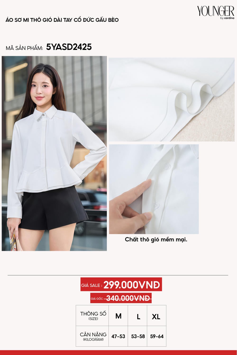 Áo sơ mi nữ chất thô gió dáng cổ đức phối gấu bèo