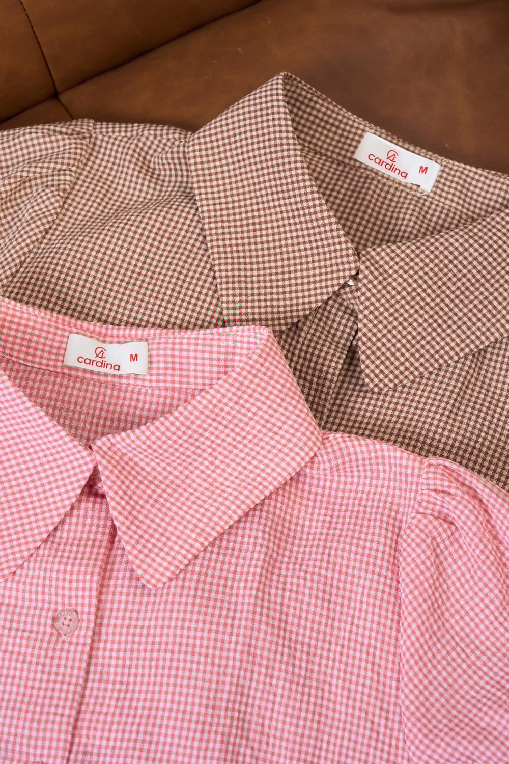 Áo sơ mi thô kẻ tay cộc cổ đức dáng ngắn trẻ trung