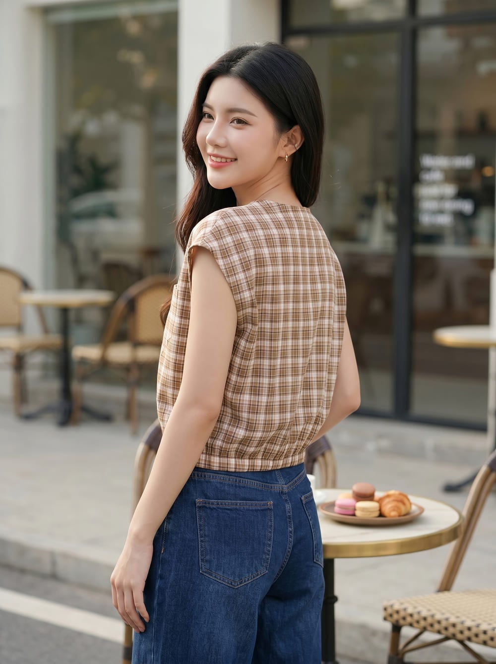 Áo tay cộc kiểu cổ V ly vai