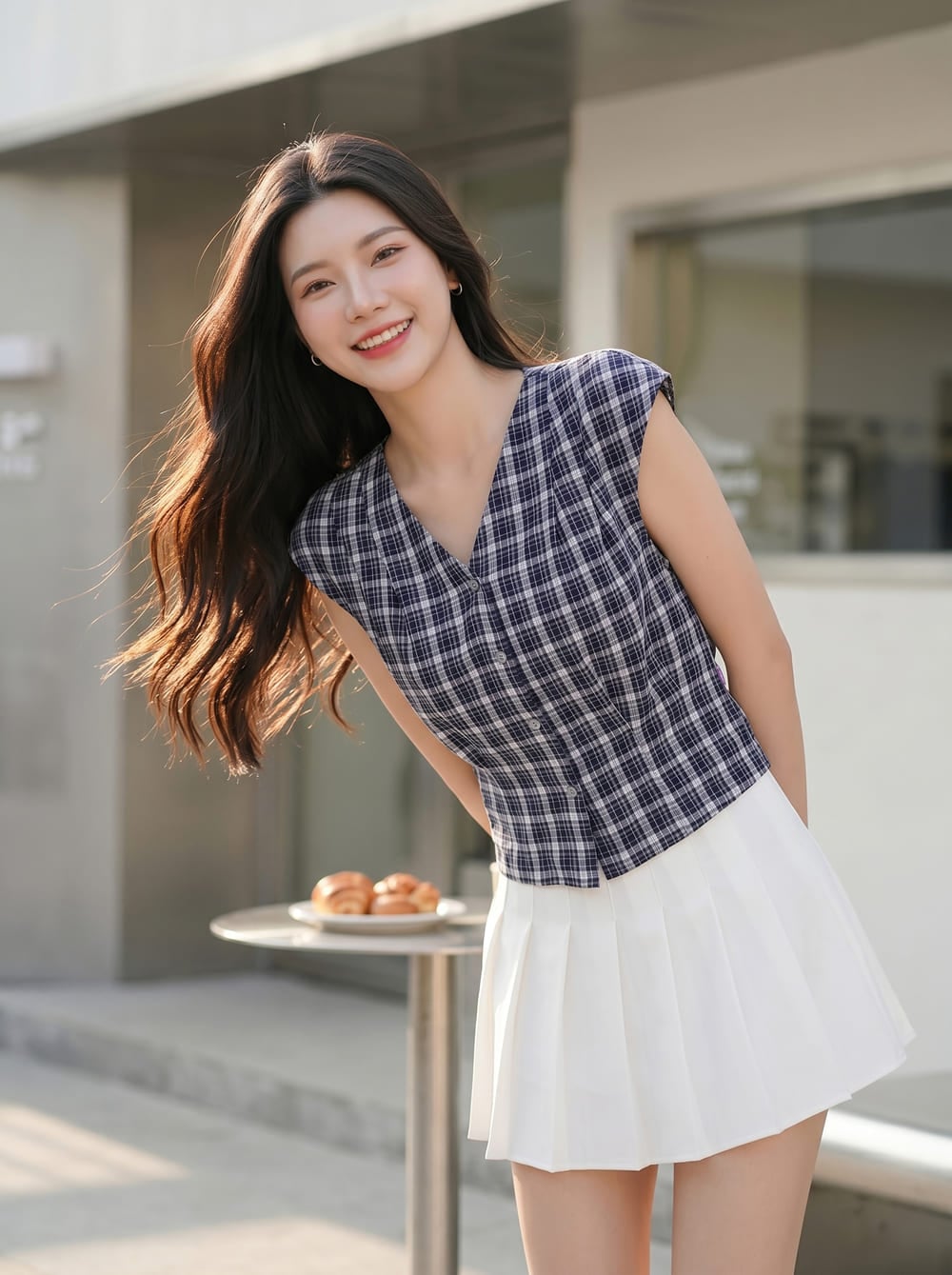 Áo tay cộc kiểu cổ V ly vai