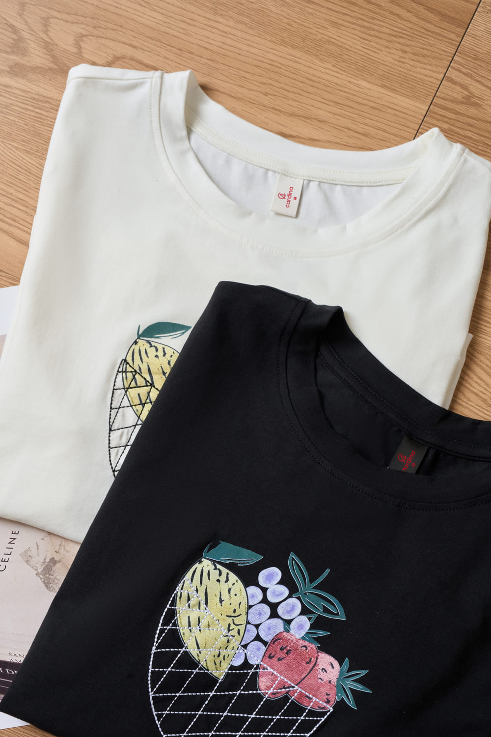Áo thun cotton tay cộc cổ tròn hình trái cây