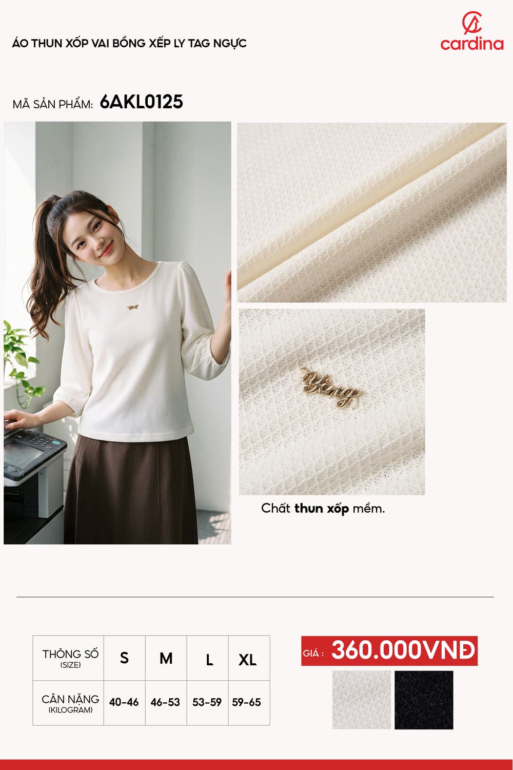 Áo kiểu vai bồng xếp ly tag ngực
