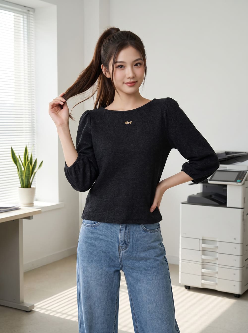 Áo kiểu vai bồng xếp ly tag ngực