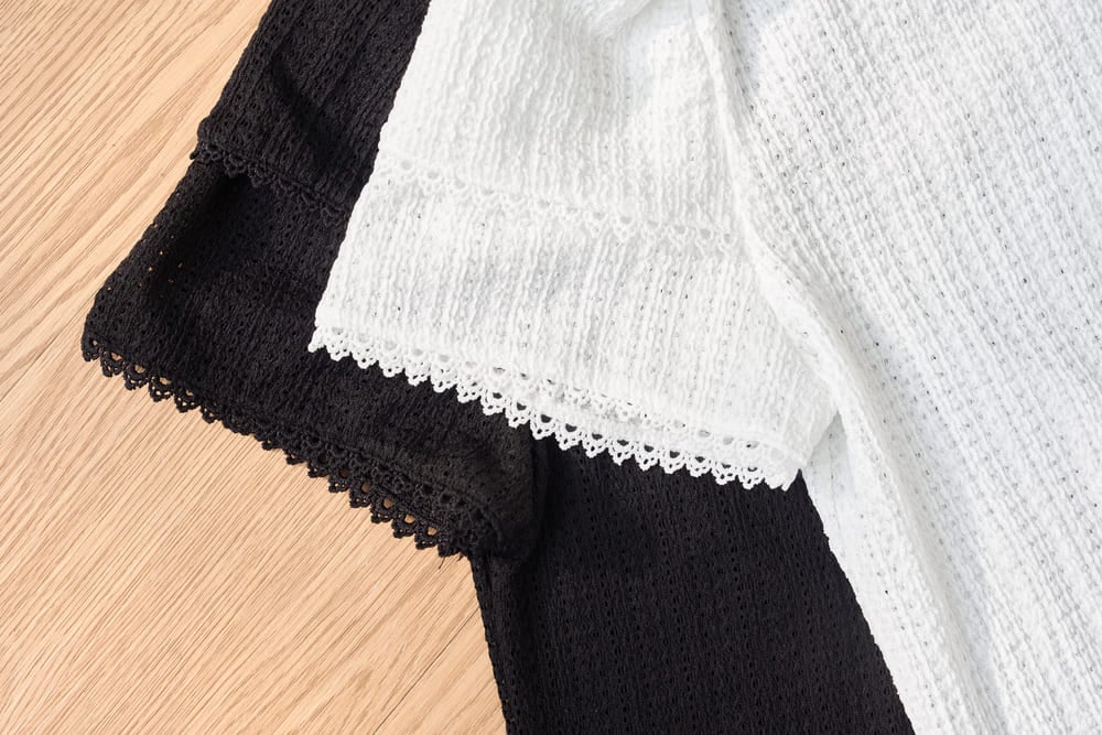 Áo thun tay cộc nữ 2 tầng cổ tròn chất ren mềm mại