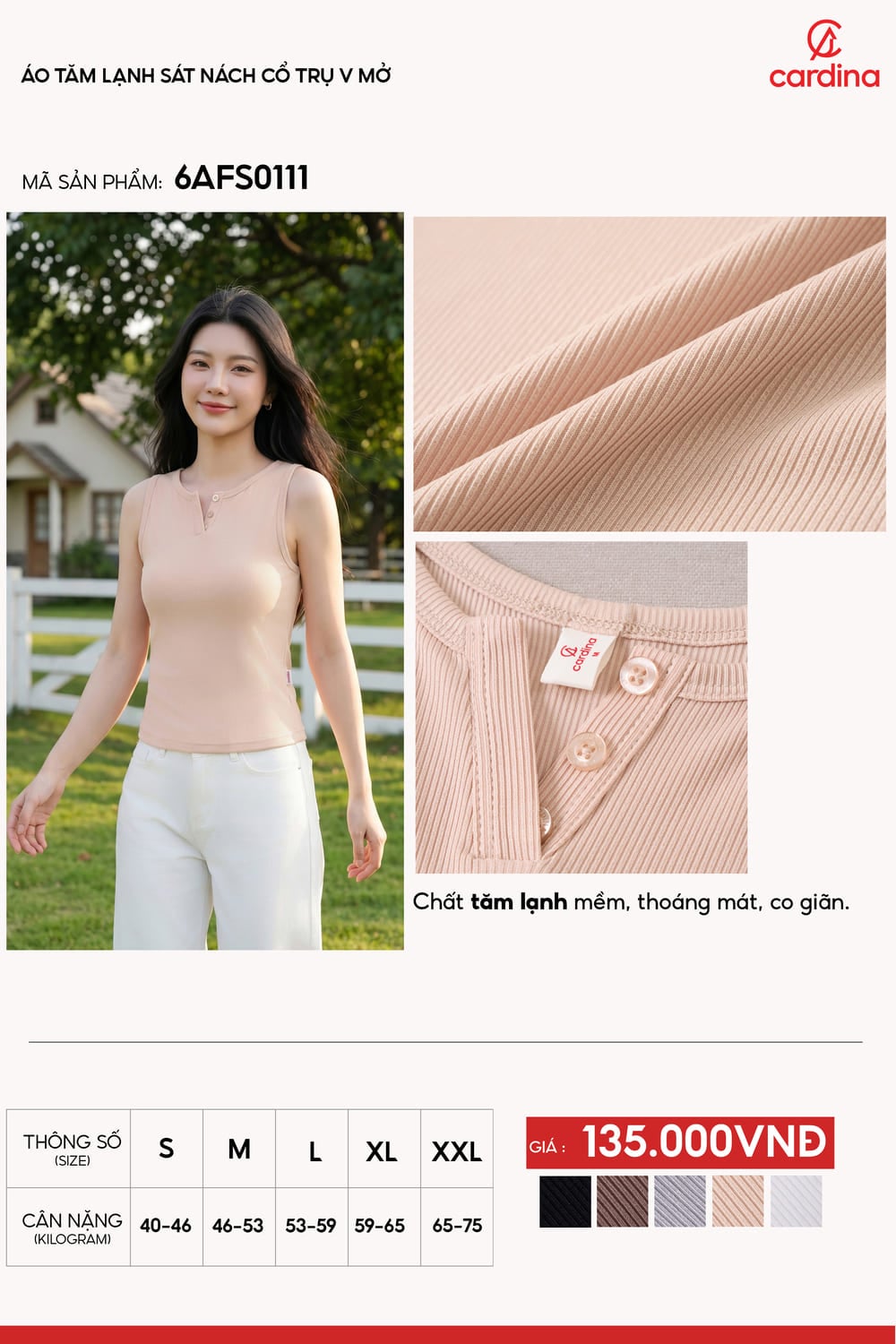 Áo tăm lạnh sát nách cổ trụ V mở