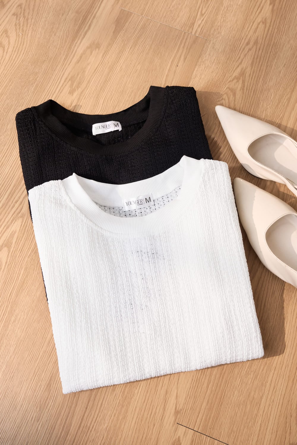 Áo thun tay cộc nữ 2 tầng cổ tròn chất ren mềm mại