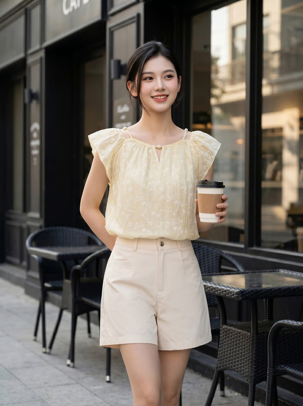 Áo tay cánh tiên cổ cách điệu