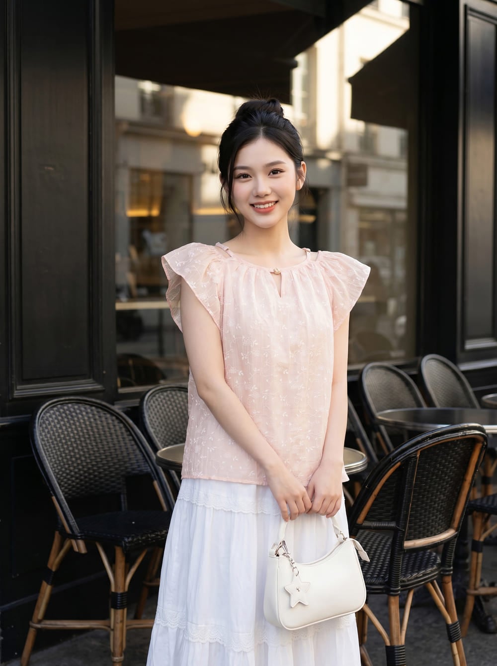 Áo tay cánh tiên cổ cách điệu